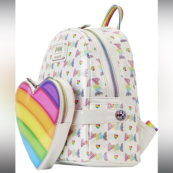 NWT Loungefly Lisa Frank Rainbow Heart Double Strap Shoulder Bag with Waist Bag - Picture 2 of 7